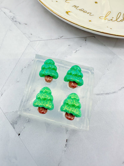 Mini 3D Christmas Tree Stud Earring Mold