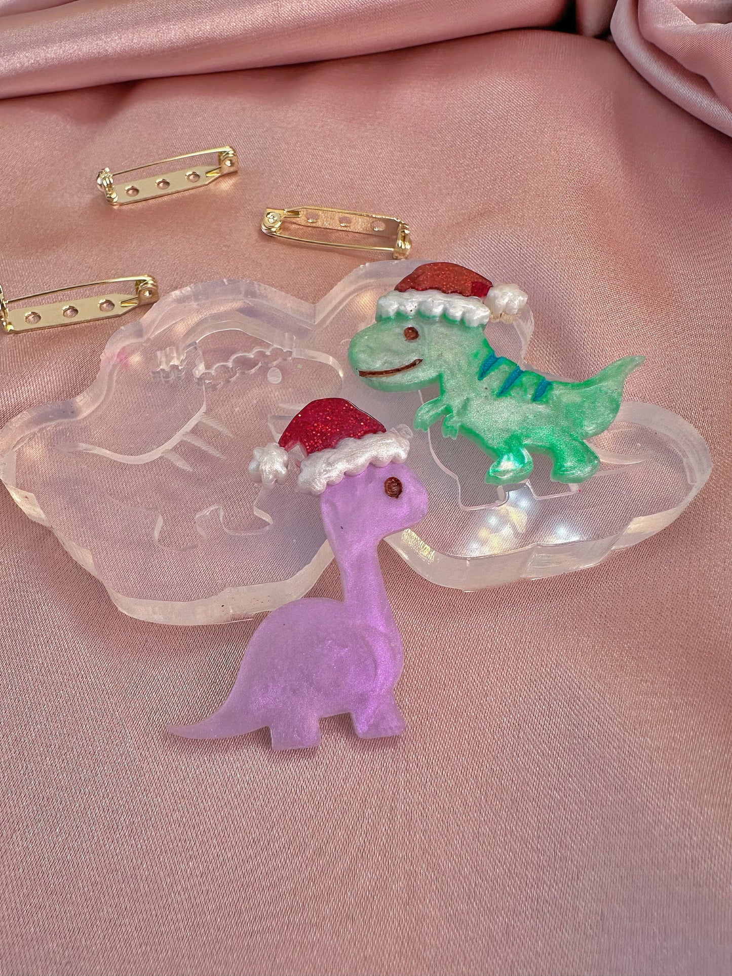 Christmas Dino Brooch Mold Set