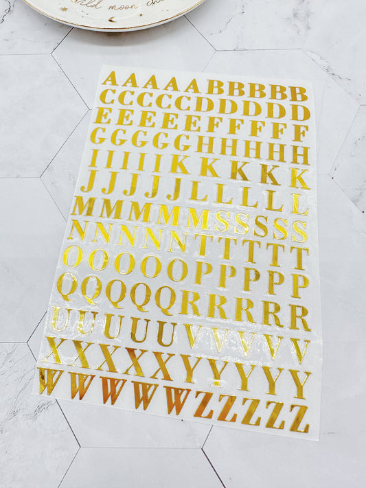 9mm Gold Alphabet Initial Vinyl Letters