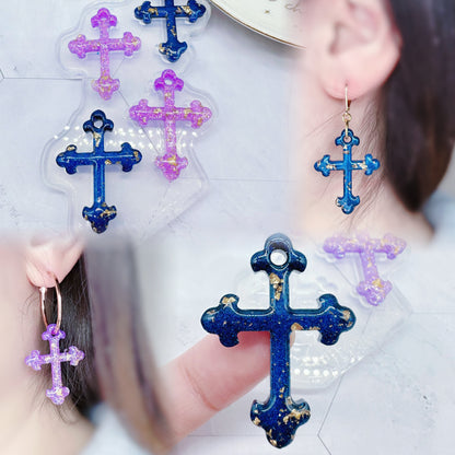 Predomed 3.7cm Budded Cross Hoop Charm Dangle Earring Mold