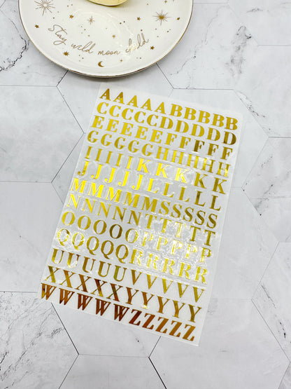 9mm Gold Alphabet Initial Vinyl Letters