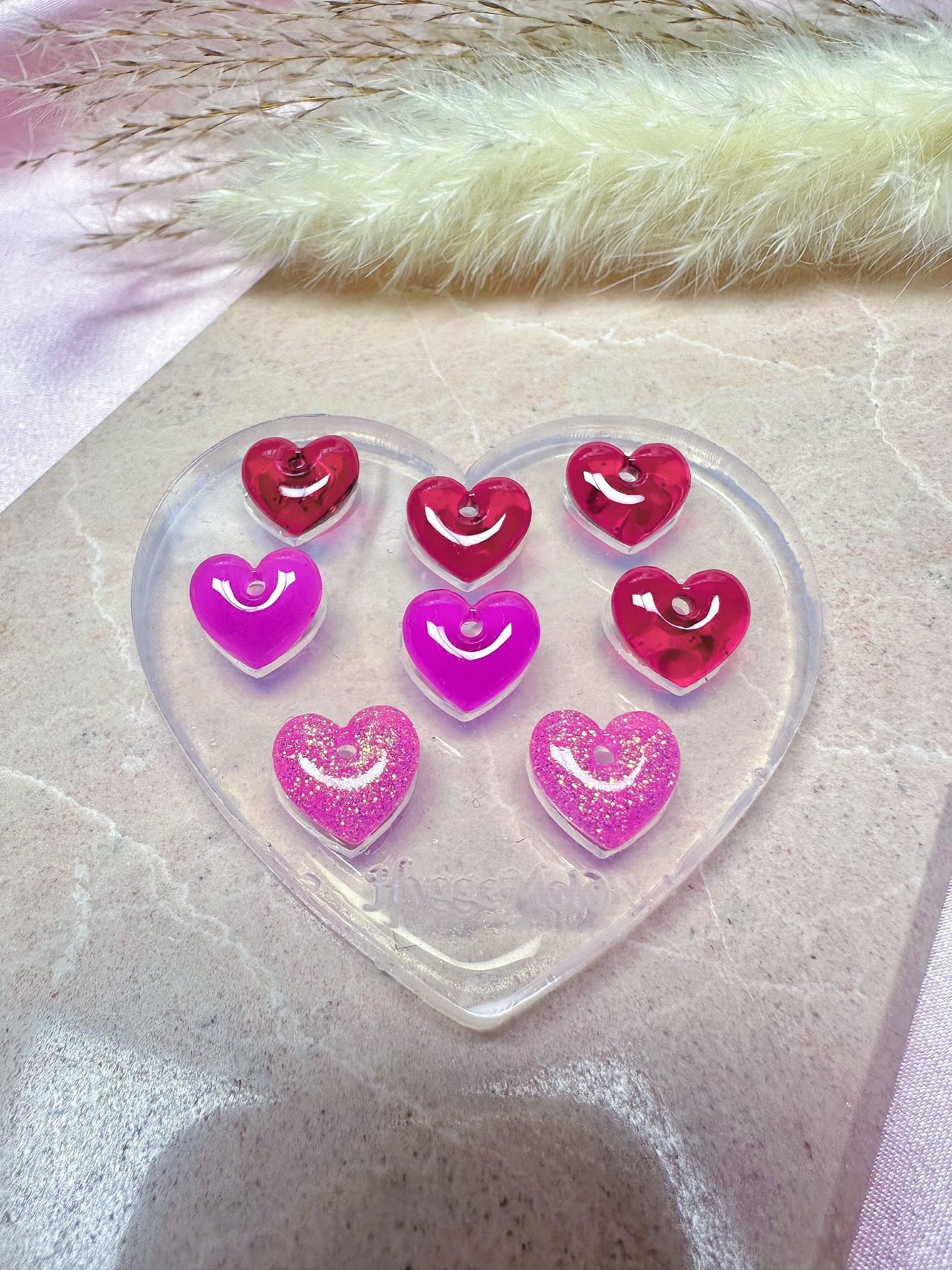 Tiny 1.2 cm Predomed Heart Dangle Earring Bracelet Necklace Charm Mold
