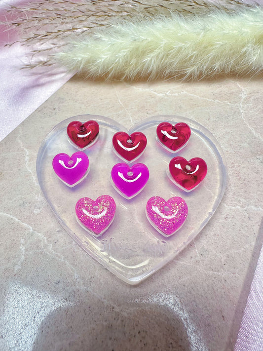 Tiny 1.2 cm Predomed Heart Dangle Earring Bracelet Necklace Charm Mold