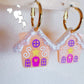 Gingerbread House with Predomed snow Dangly Charm Earring Mold