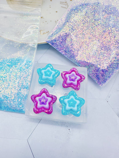 3D Triple Layer Puffy Star Stud Earrings Mold