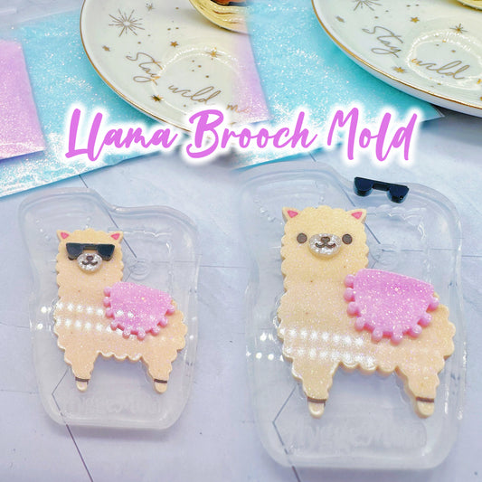 Cute Llama Brooch Mold with Sunglasses & Blanket accessories Clear Silicone Mold for Resin