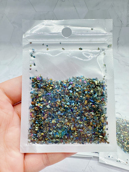 Black Gold Iridescent Fine Crushed Glass 1-1.5 mm