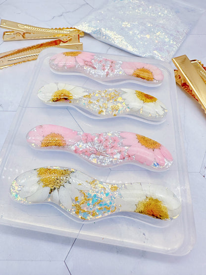 Pre domed Organic Wavy Hair Grip Mold Clear Silicone Mold for Resin Hair Clips