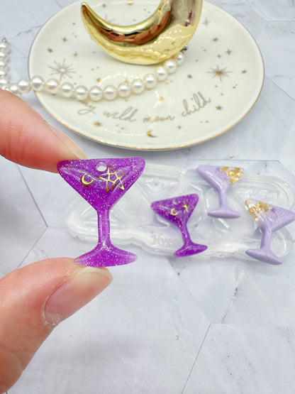 Small Predomed Martini Glass Dangly Charm Mold for Hoops and Hooks Dangle Earring Mold