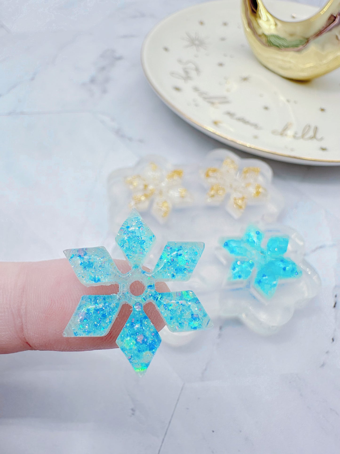 2.4 cm Predomed Snowflake Spinner Hoop Earring Mold Christmas Winter