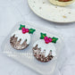 Layered Christmas Pudding with Holly Berries Dangle Earring & Brooch Molds