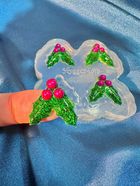 2025 Small Christmas Holly Stud Earring Mold