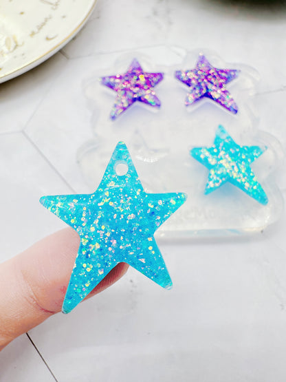 3cm Pre-domed Wonky Star Dangle Earring Silicone Mold for Resin Earrings Celestial