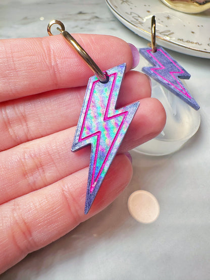 4cm Holographic lightning Bolt Dangle Earring Mold for Hoop Charms