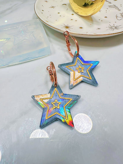 Holographic Starburst Dangle Earring Mold for Hoop Charms