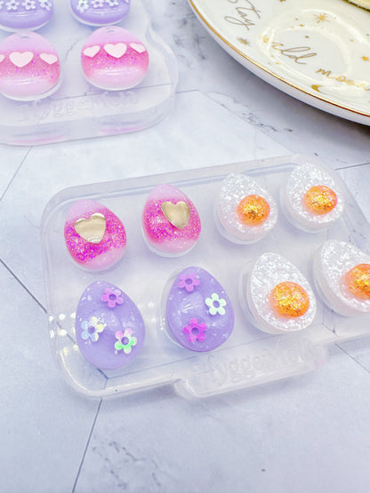 Pre-domed Egg Stud Earring Mold Hoop Charm Easter Clear Silicone Mold for Resin