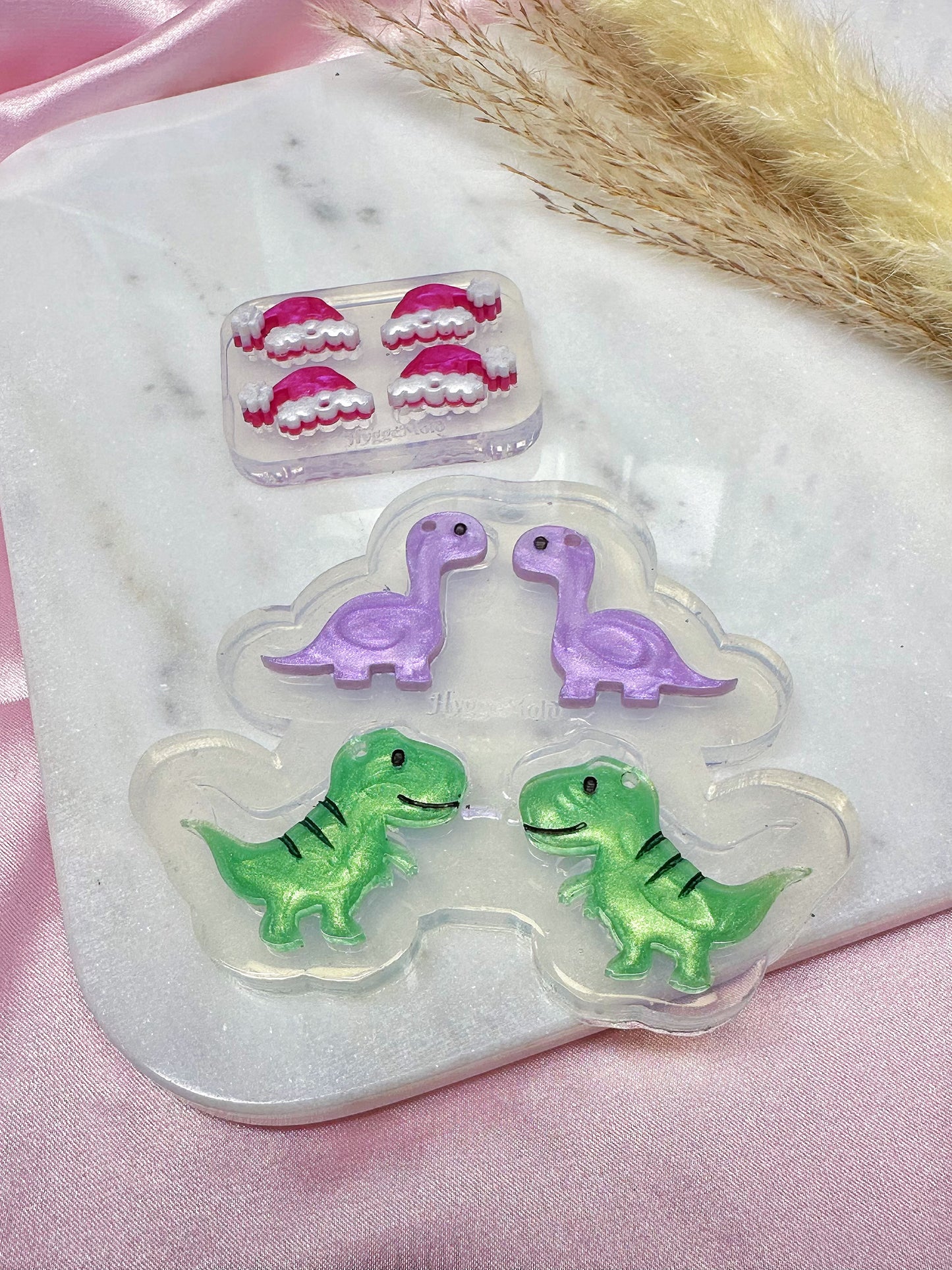 Christmas Santa Hat Dinosaurs Dangle Earring Mold Bundle