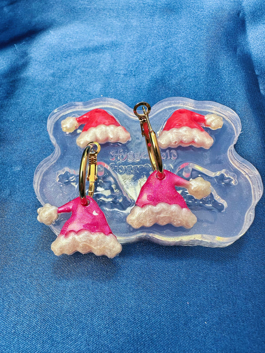 Small Predomed Christmas Santa Hat Dangle Earring Mold