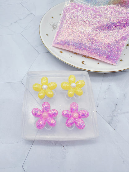 Small 3D Flower Clear Silicone Mold for Resin Jewellery Stud earring Mold