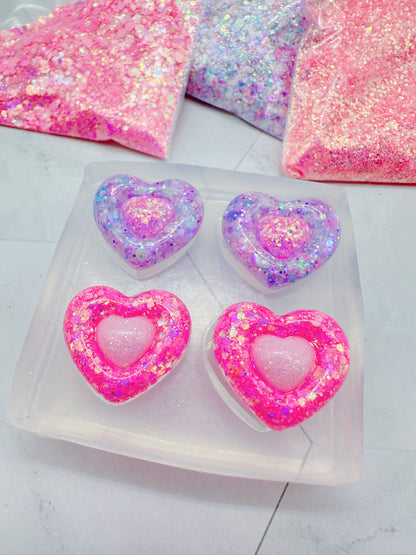 Double Puffy Heart Stud Earring Croc Shoe Charm Jibbitz Mold