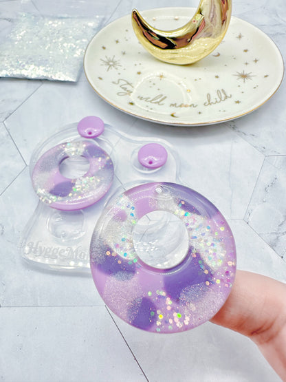 Large Pre-domed Retro Circle Dangle Earring Mold Clear Silicone Mold for Resin Jewellery