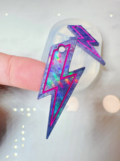 4cm Holographic lightning Bolt Dangle Earring Mold for Hoop Charms