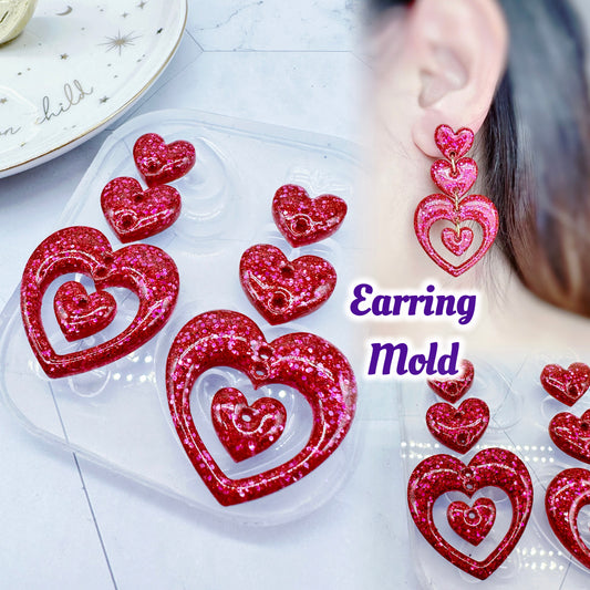 Predomed Triple Heart Nesting Heart Dangle Earring Mold