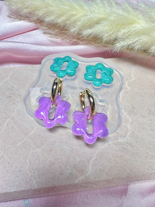 Predomed Retro Flower Oblong Holes Hoop Spinner Earring Mold