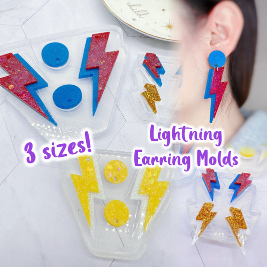 Mini/Medium/Large Layered Lightning Bolt Dangle earring Stud mold