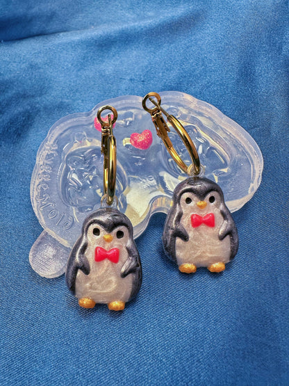 Small Predomed Christmas Penguin Dangle Earring Mold