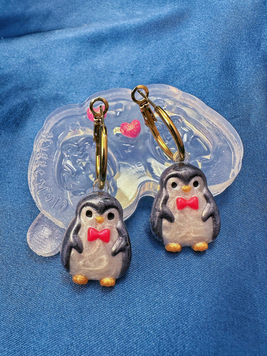 Small Predomed Christmas Penguin Dangle Earring Mold