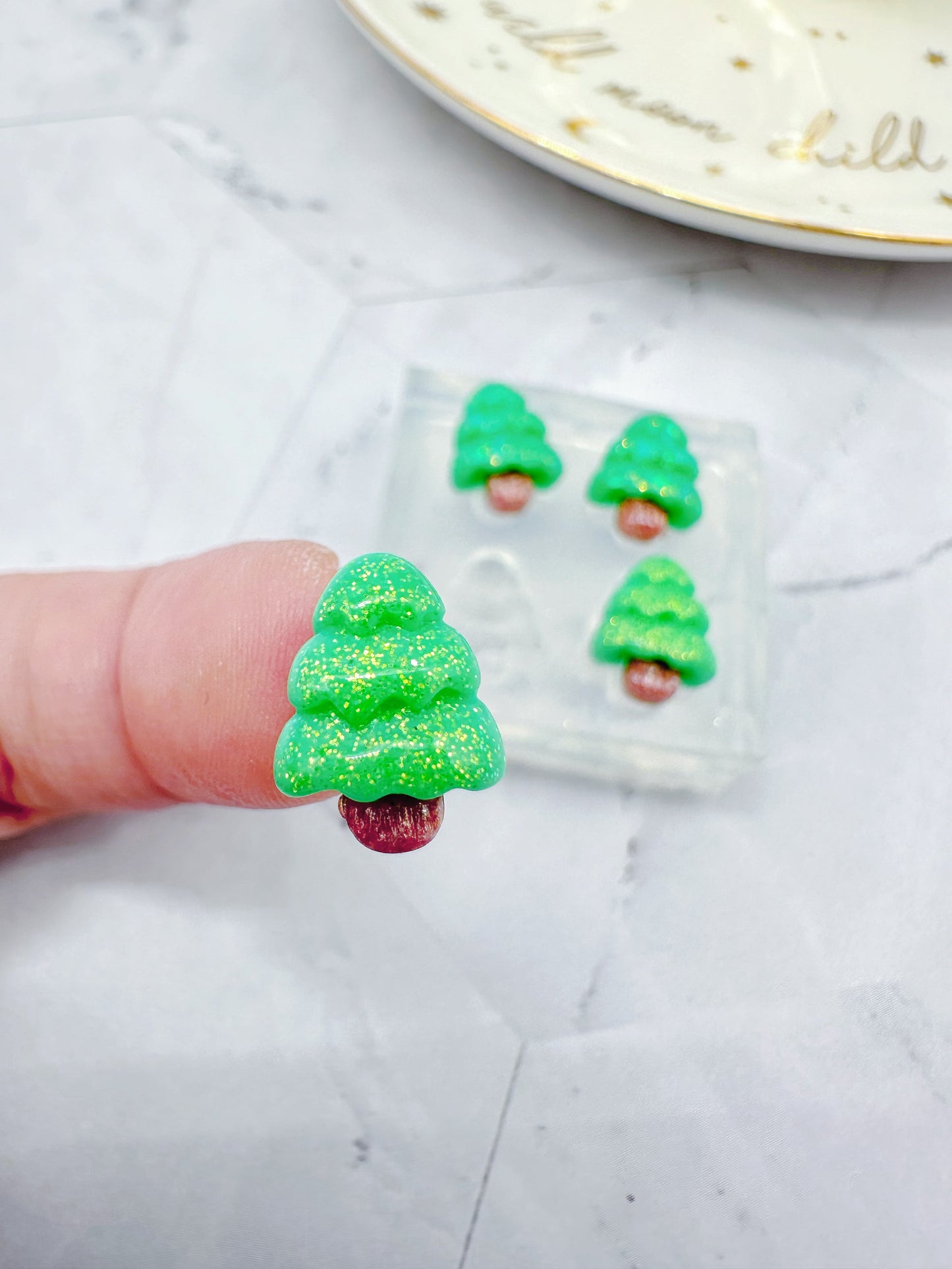 Mini 3D Christmas Tree Stud Earring Mold