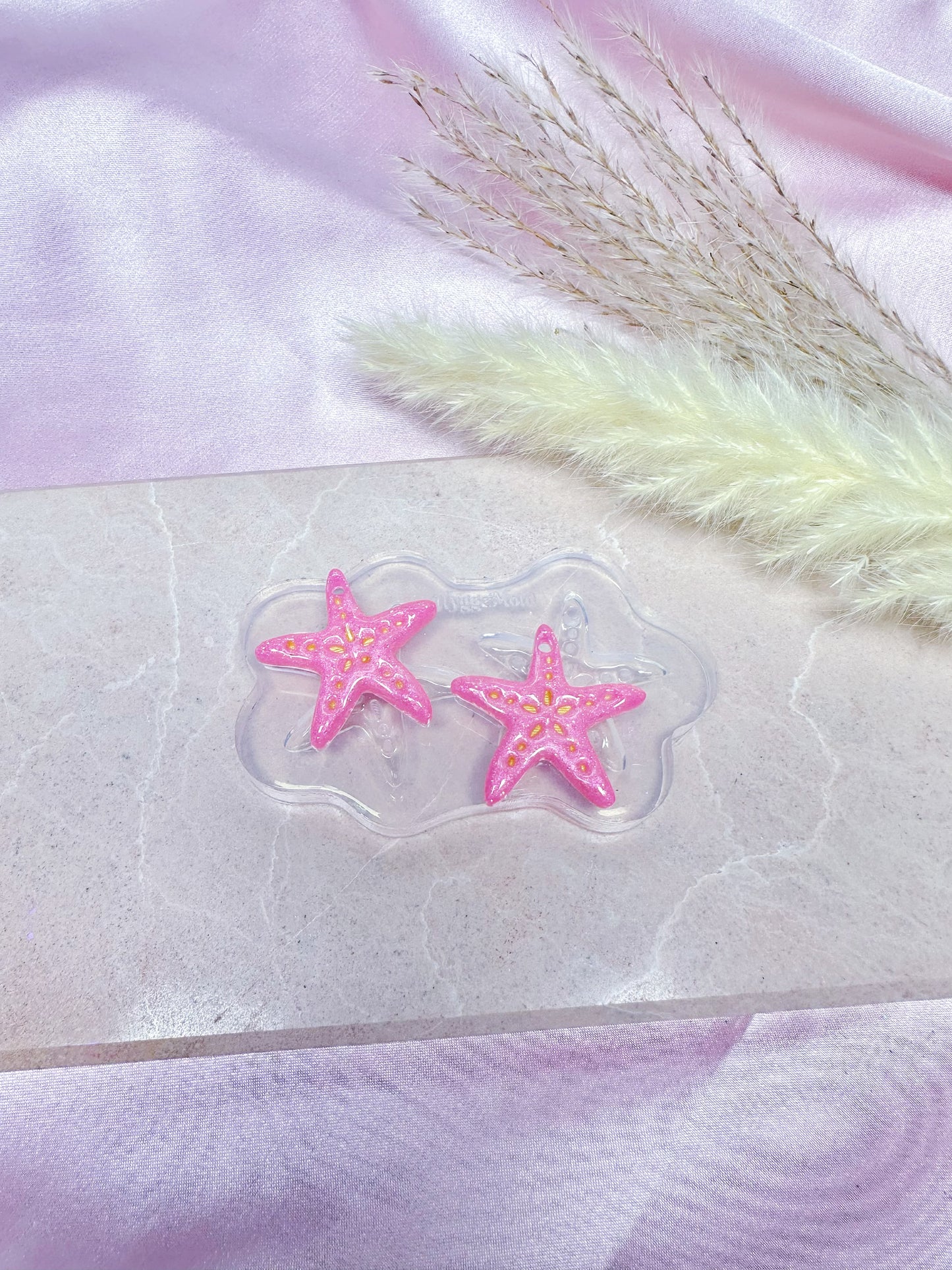 Domed Etched Starfish Dangle Earring Mold for Hoop Charms