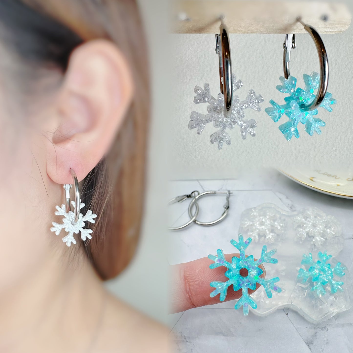 Snowflake Spinner Hoop Earring Mold Winter Christmas