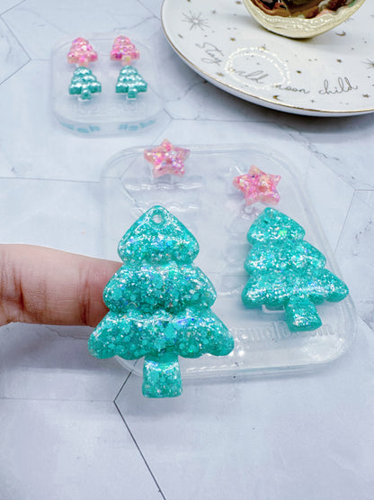 Cute Plump Christmas Tree Dangle Earring Mold