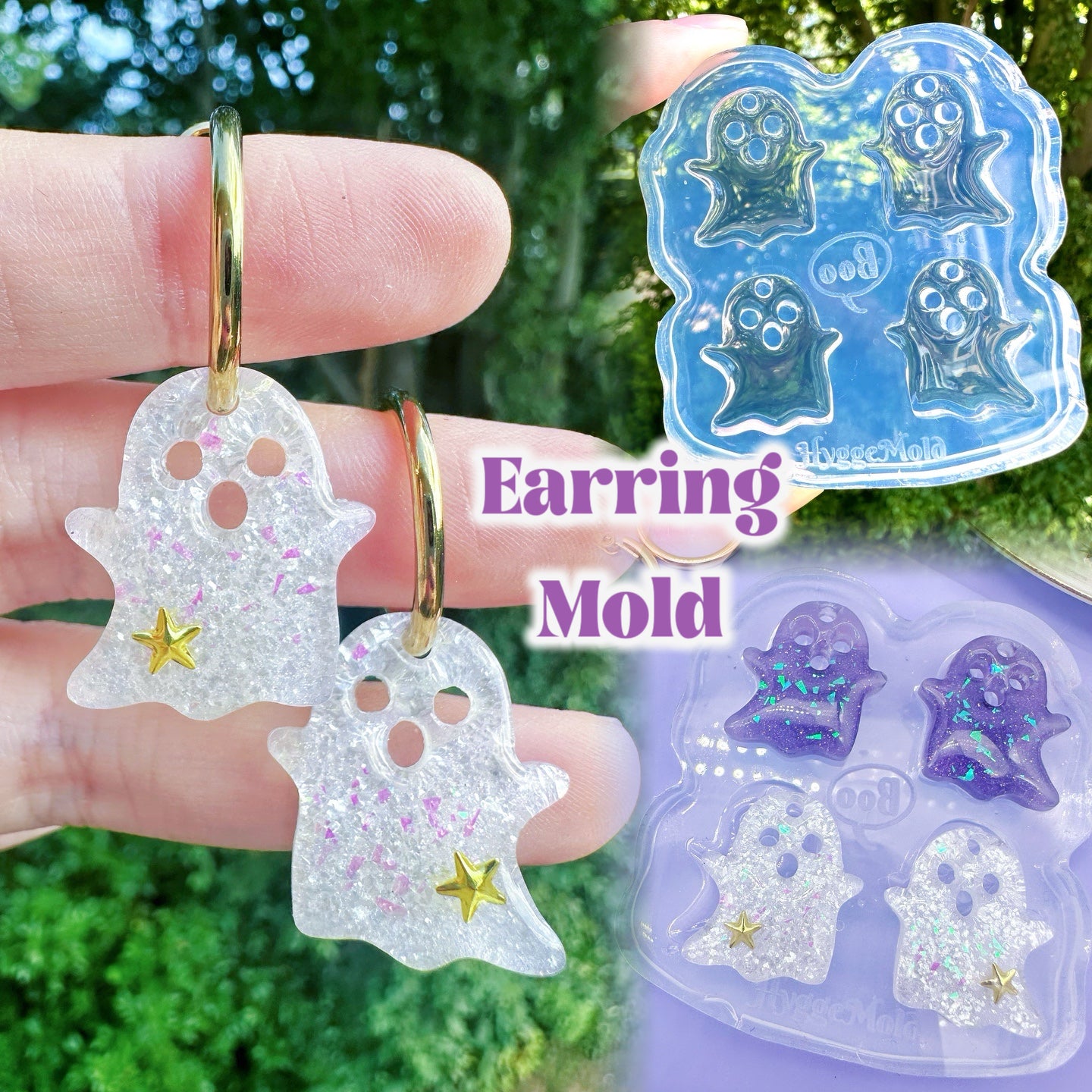 Predomed Ghost Dangly Charm Earring Mold for hoops and hooks