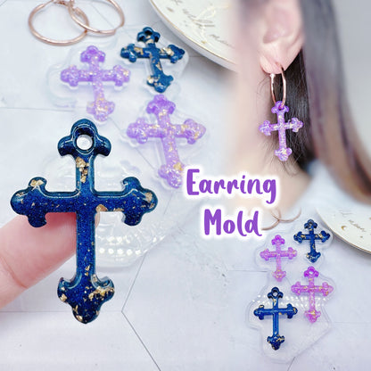 Predomed 3.7cm Budded Cross Hoop Charm Dangle Earring Mold