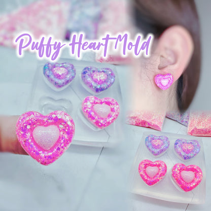 Double Puffy Heart Stud Earring Croc Shoe Charm Jibbitz Mold