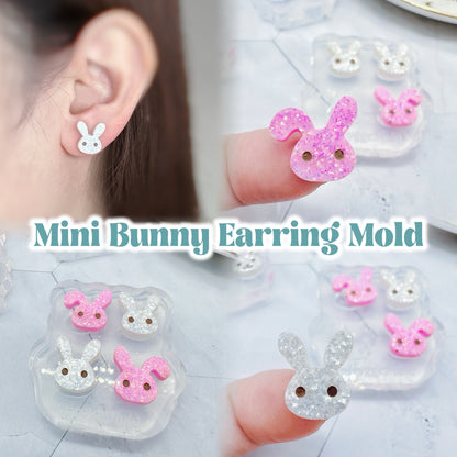 Mini Bunny Face Mismatch Stud Earring Mold Easter Clear Silicone Mold for resin jewellery