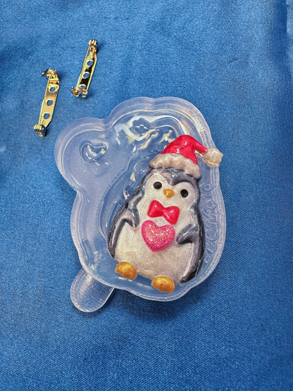 Small Predomed Christmas Penguin Brooch Mold