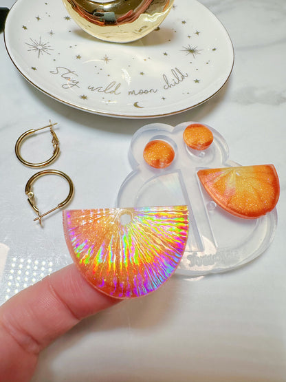 Holographic Sunburst Semi-Circle Dangle Earring Mold for Hoop Charms