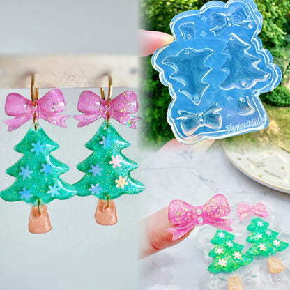 Predomed Ribbon Bow Christmas Tree Dangle Earring Mold