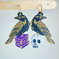 Engraved Raven and Skull Dangle Earring Mold