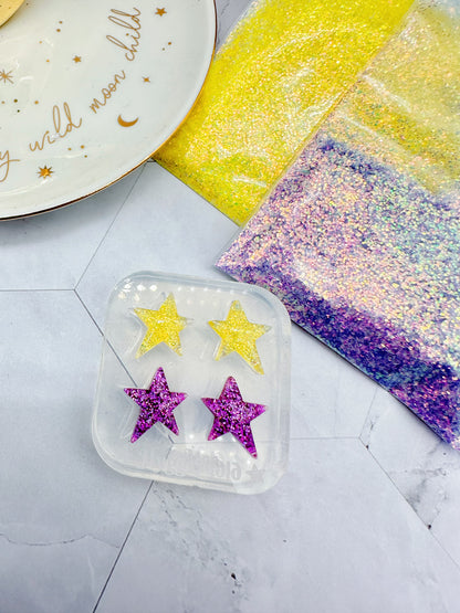 1.6cm Pre-domed Wonky Star Stud Earring Silicone Mold for Resin Earrings Celestial