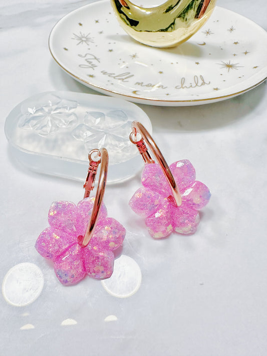 3cm Medium Faceted Flower Hoop Spinner Earring Mold