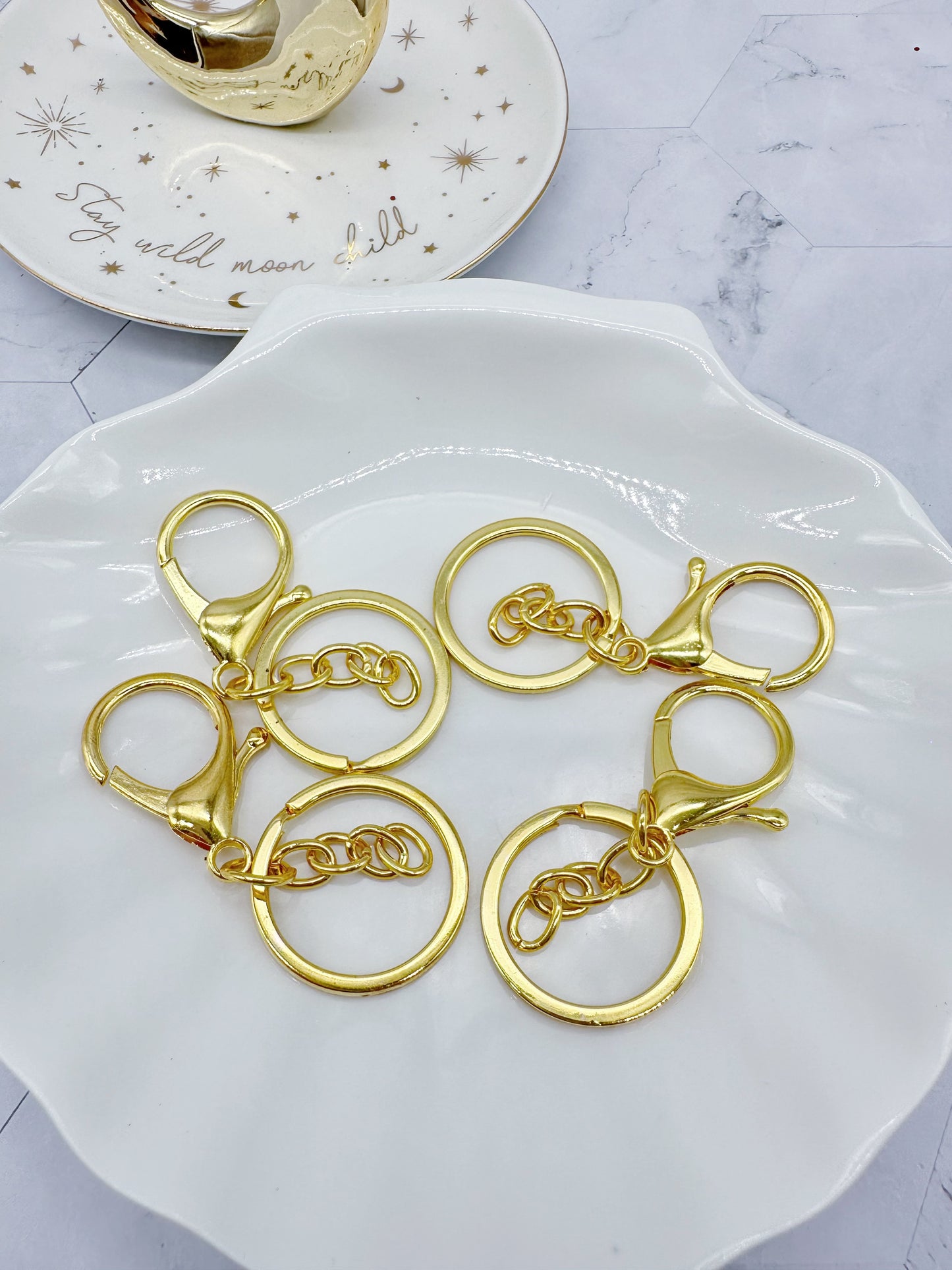 Gold Keychain Rings Lobster Clasp