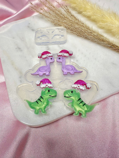 Christmas Santa Hat Dinosaurs Dangle Earring Mold Bundle
