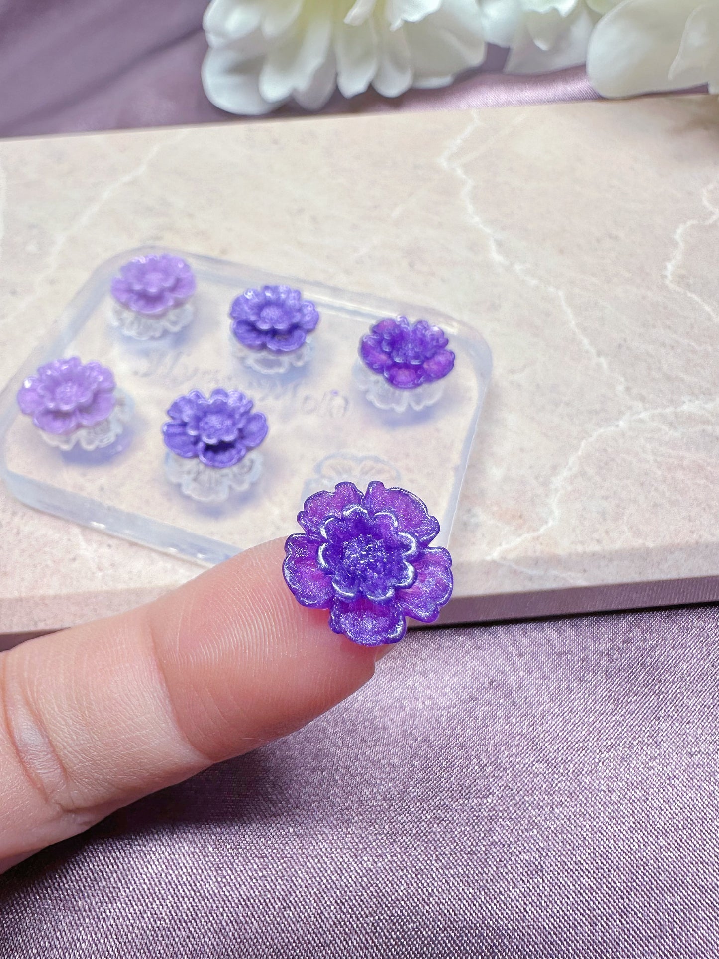 Tiny 1.2 cm 3D Flower Camellia Rose Stud Mold Resin Clay Mold