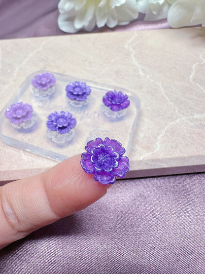 Tiny 1.2 cm 3D Flower Camellia Rose Stud Mold Resin Clay Mold