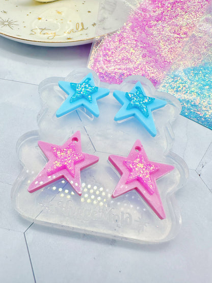 3cm Layered Wonky Star Silicone Mold for Resin Earrings Celestial